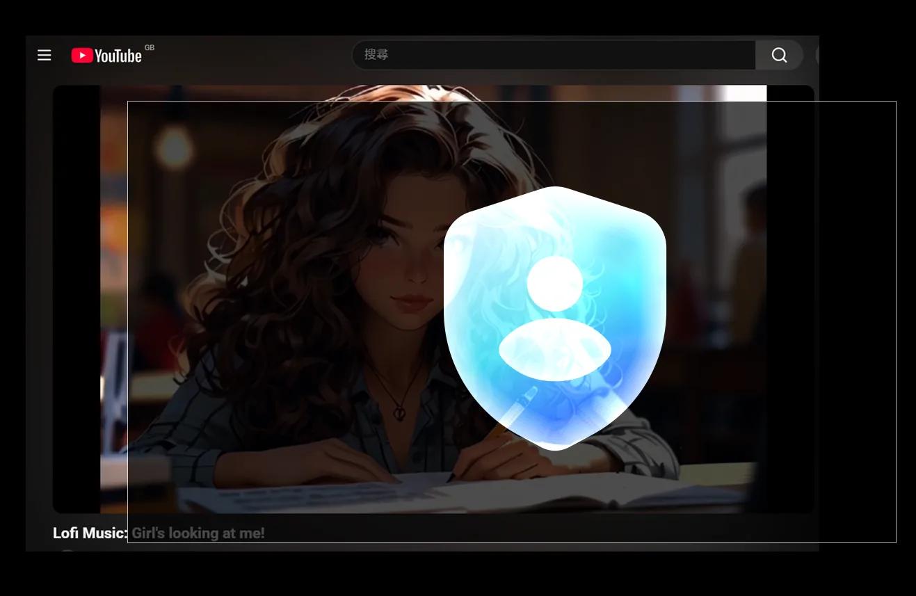 Two-click privacy shield over an embedded video